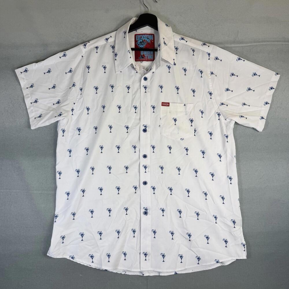 Dixxon Flannel Shirt Mens XL White Martini The Gnar Tini Cocktail Short Sleeve - Picture 1 of 7